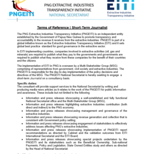 Terms of Reference (ToR) for a Short-term Journalist