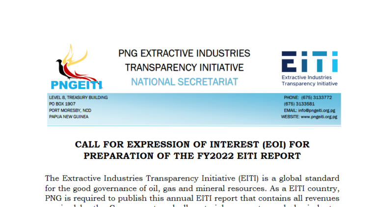 CALL FOR EXPRESSION OF INTEREST (EOI) FOR PREPARATION OF THE FY2022 EITI REPORT