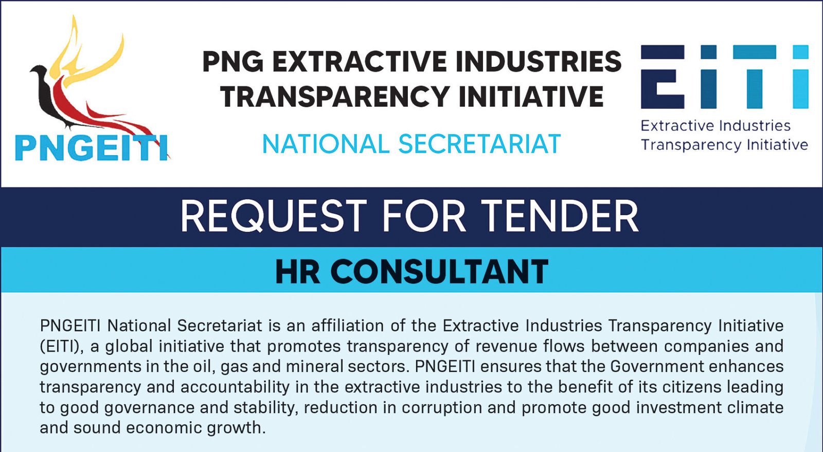 Request for Tender: HR Consultant – PNGEITI National Secretariat